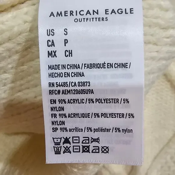 American Eagle Cream Cable Knit Fringe Sweater Women’s Size S - Picture 5 of 6